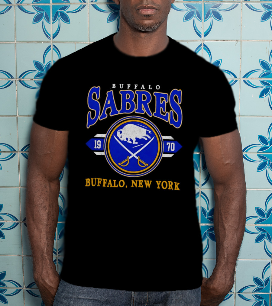 Buffalo Sabres 1970 Hockey Buffalo New York NHL Vintage Blue Gold T-Shirt