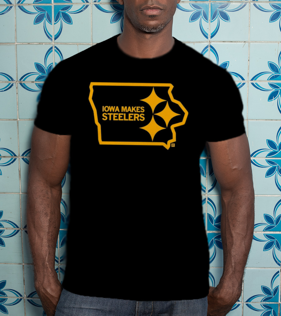 Iowa Makes Steelers Map And Starburst T-Shirt