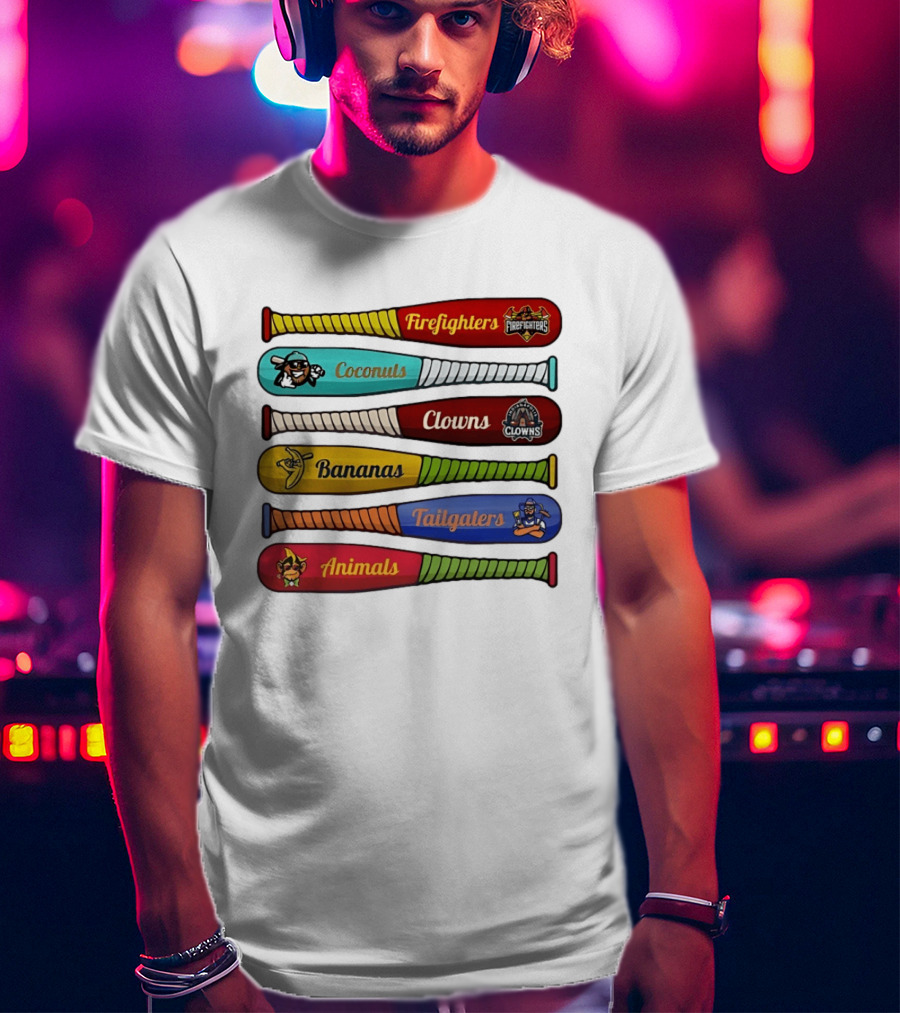 Firefighters Coconuts Clowns Bananas Tailgaters Animals Baseball Bats T-Shirt