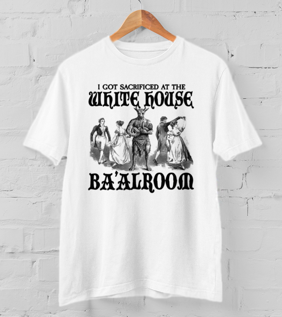 I Got Sacrificed At The White House Ba'alroom Vintage Occult Silhouette Scene T-Shirt