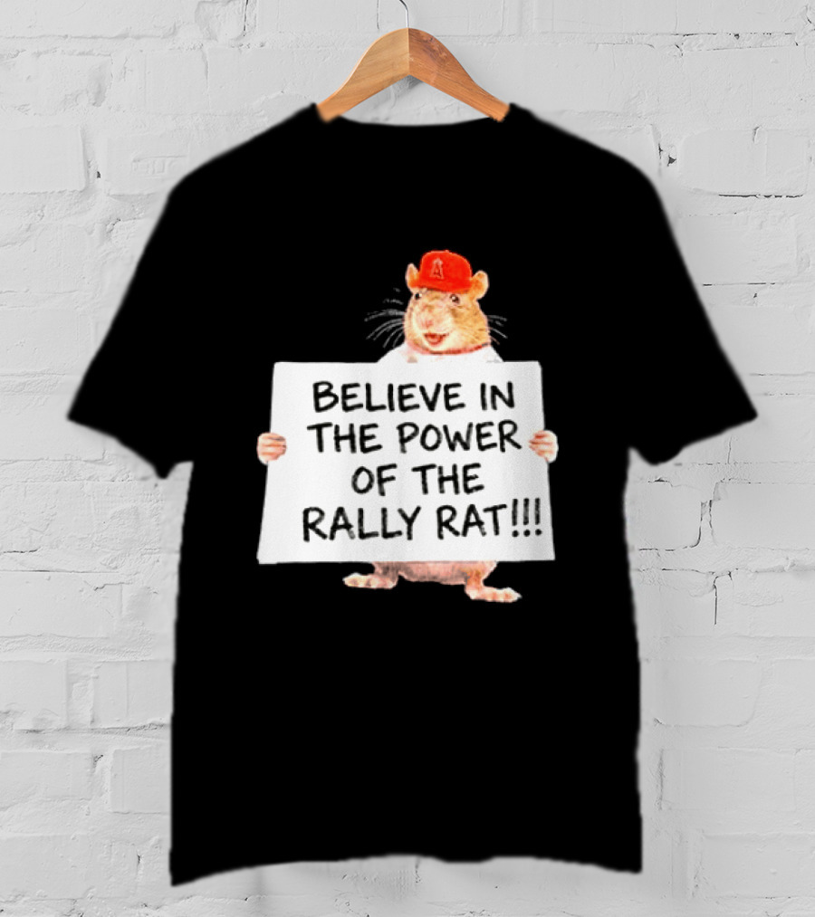 Believe In The Power Of The Rally Rat Red Cap Baseball Fan Spirit T-Shirt