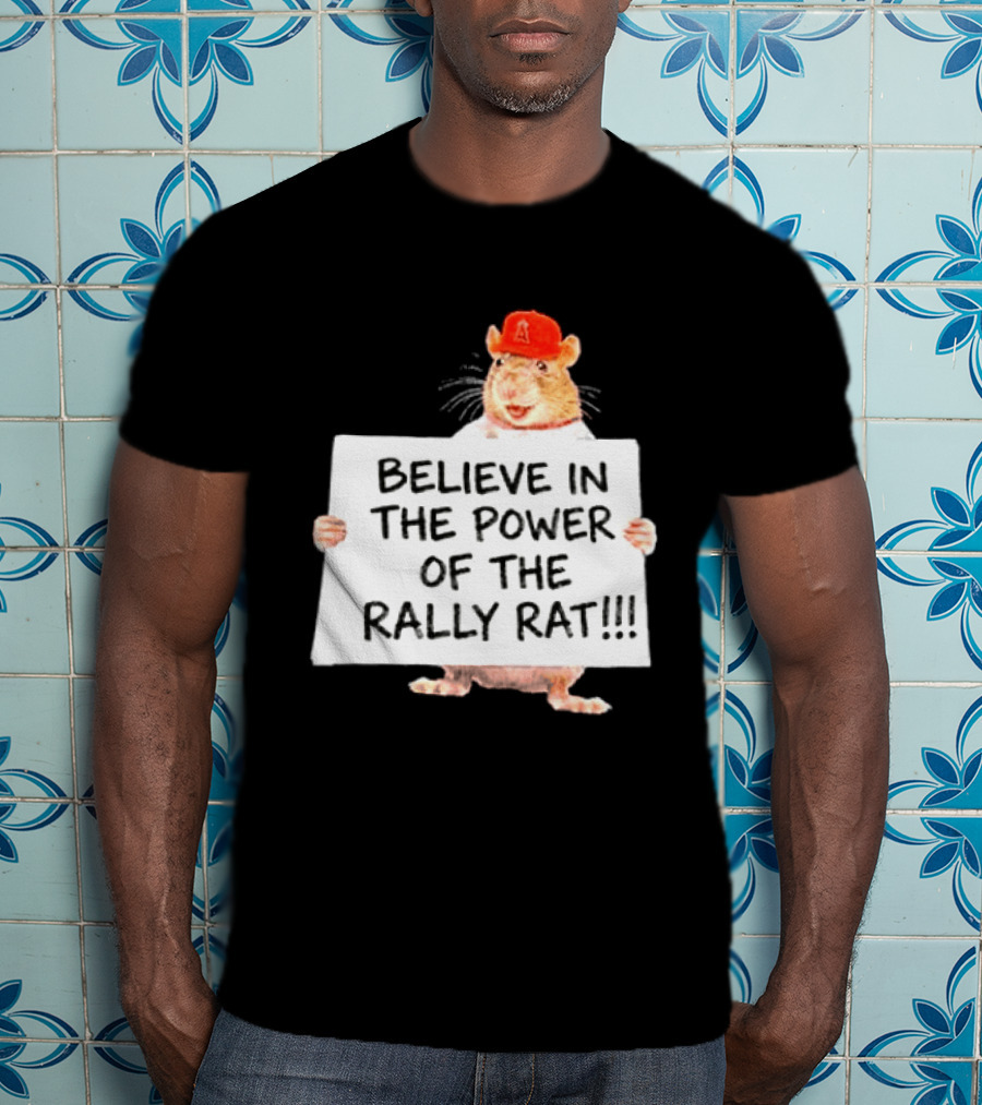 Believe In The Power Of The Rally Rat Red Cap Baseball Fan Spirit T-Shirt