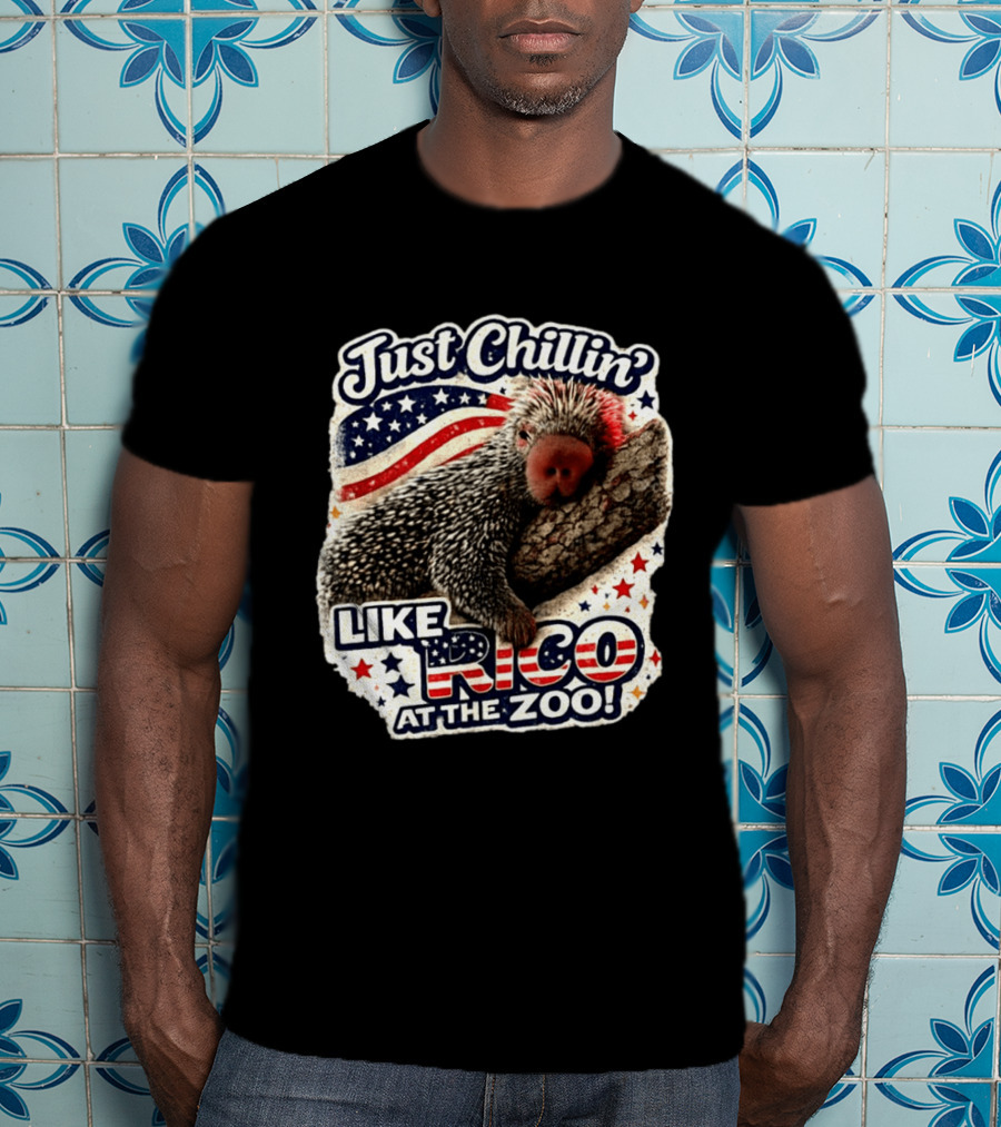Just Chillin' Like Rico At The Zoo Patriotic Porcupine Vibes T-Shirt