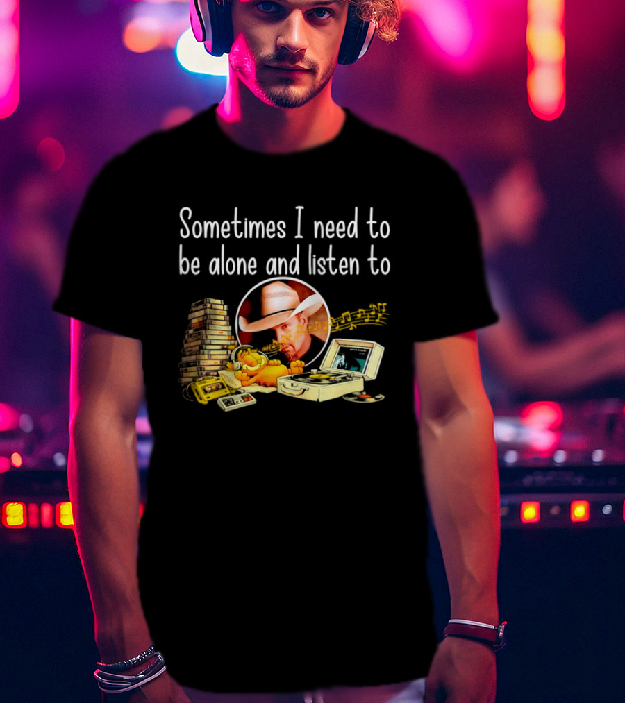 Garth Brooks Orange Cat Sometimes I Need To Be Alone And Listen To Music Retro Stack T-Shirt