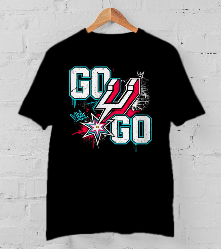 San Antonio Spurs Go Spurs Go Basketball Graffiti 4 Star T-Shirt
