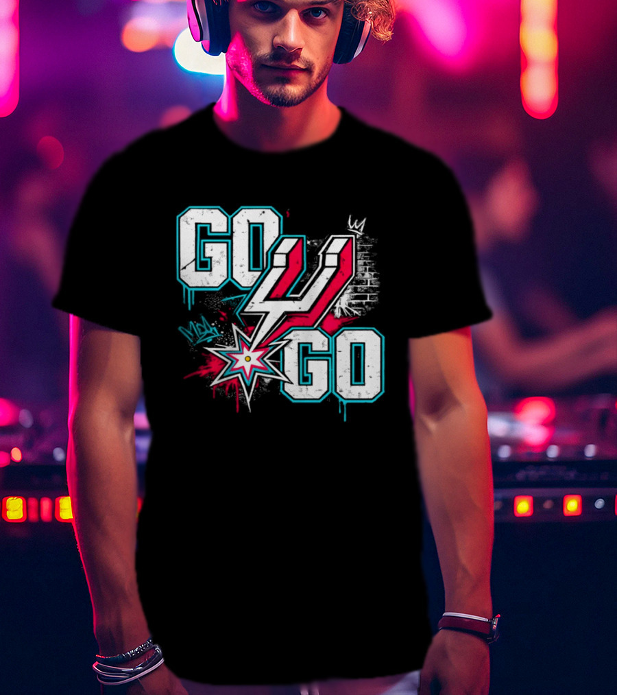 San Antonio Spurs Go Spurs Go Basketball Graffiti 4 Star T-Shirt