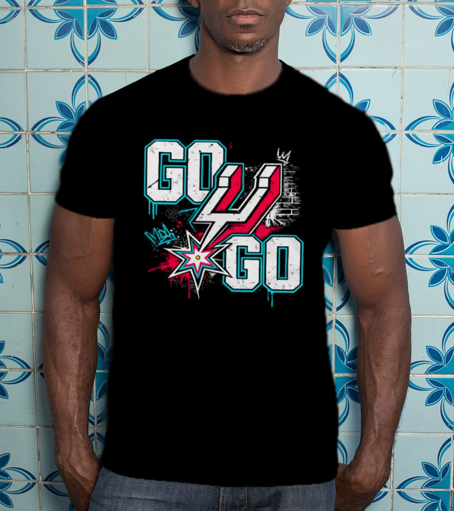San Antonio Spurs Go Spurs Go Basketball Graffiti 4 Star T-Shirt