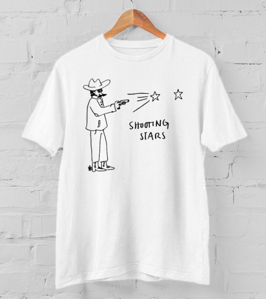 Brady Basso Cowboy Shooting Stars Hand Drawn Sketch T-Shirt
