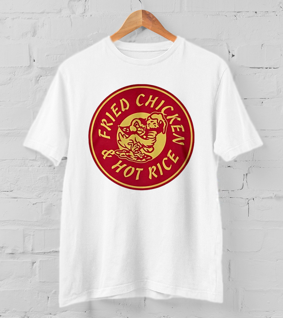 Fried Chicken And Hot Rice Vintage Style Circle T-Shirt