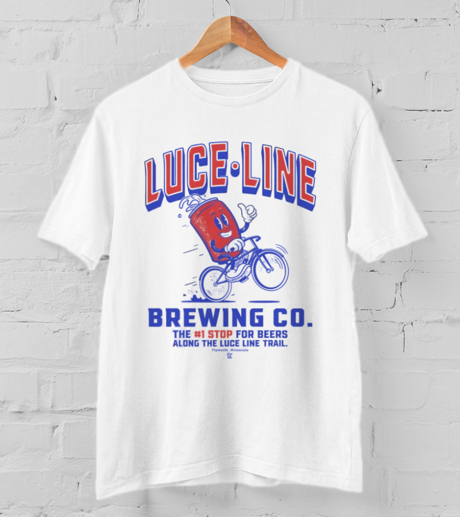 Luce Line Brewing Co The 1 Stop For Beers Along The Luce Line Trail Featuring Cycling Can T-Shirt
