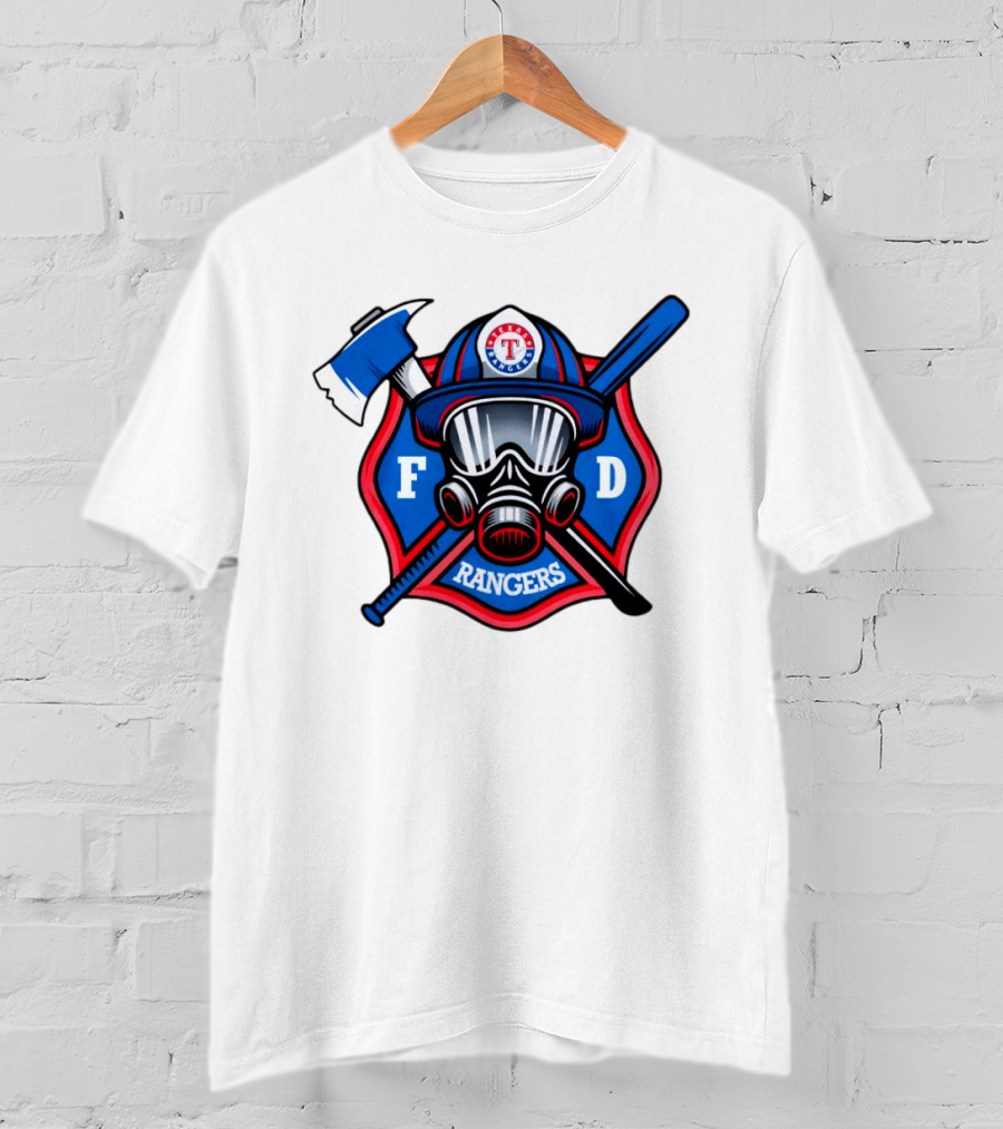 Texas Rangers Firefighter Spirit FD Rangers Ax And Bat T-Shirt