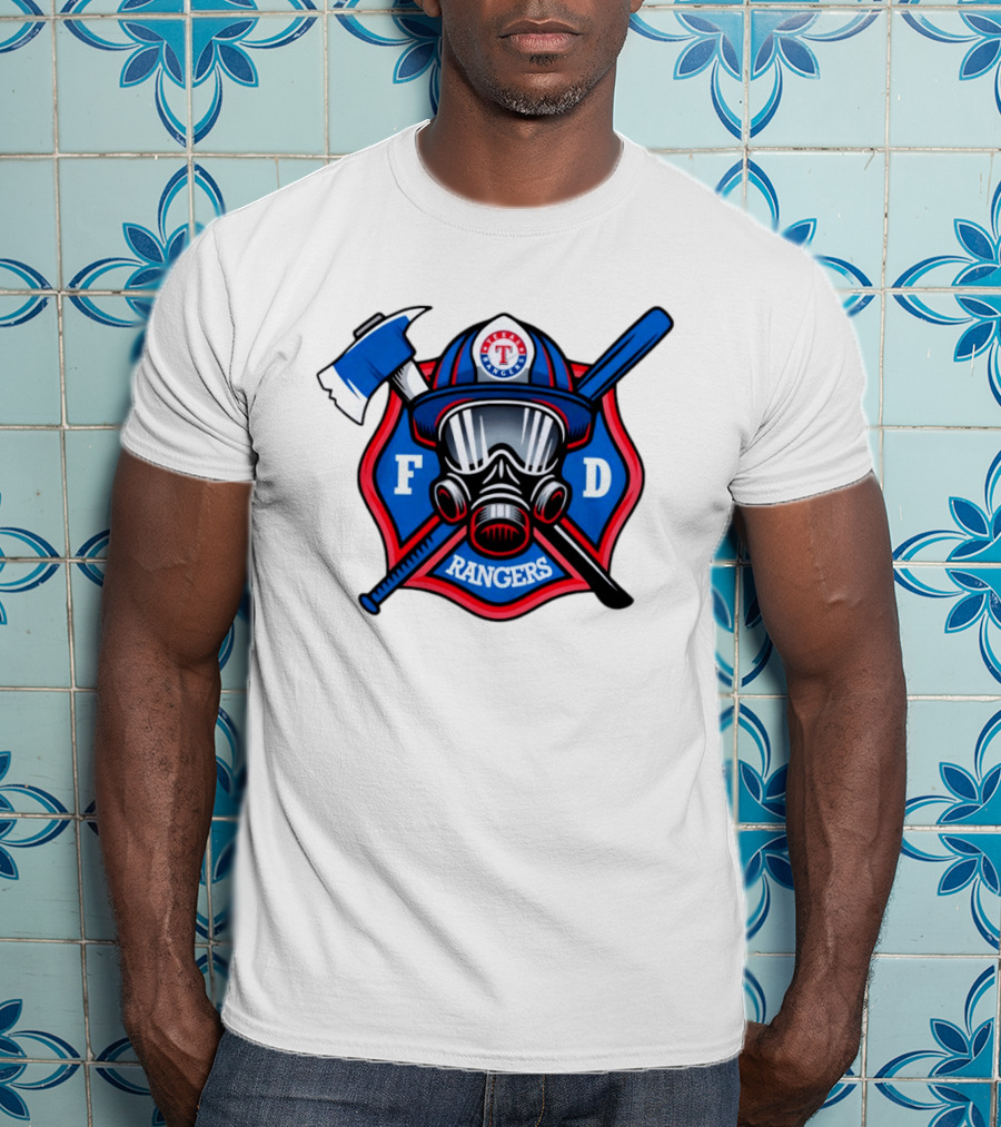 Texas Rangers Firefighter Spirit FD Rangers Ax And Bat T-Shirt