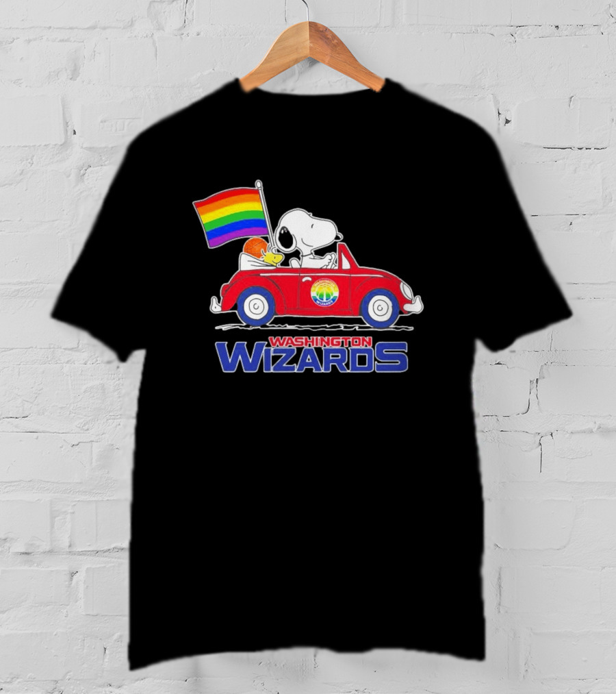 Washington Wizards Snoopy Woodstock Rainbow Pride Car T-Shirt