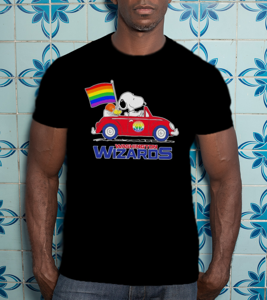 Washington Wizards Snoopy Woodstock Rainbow Pride Car T-Shirt