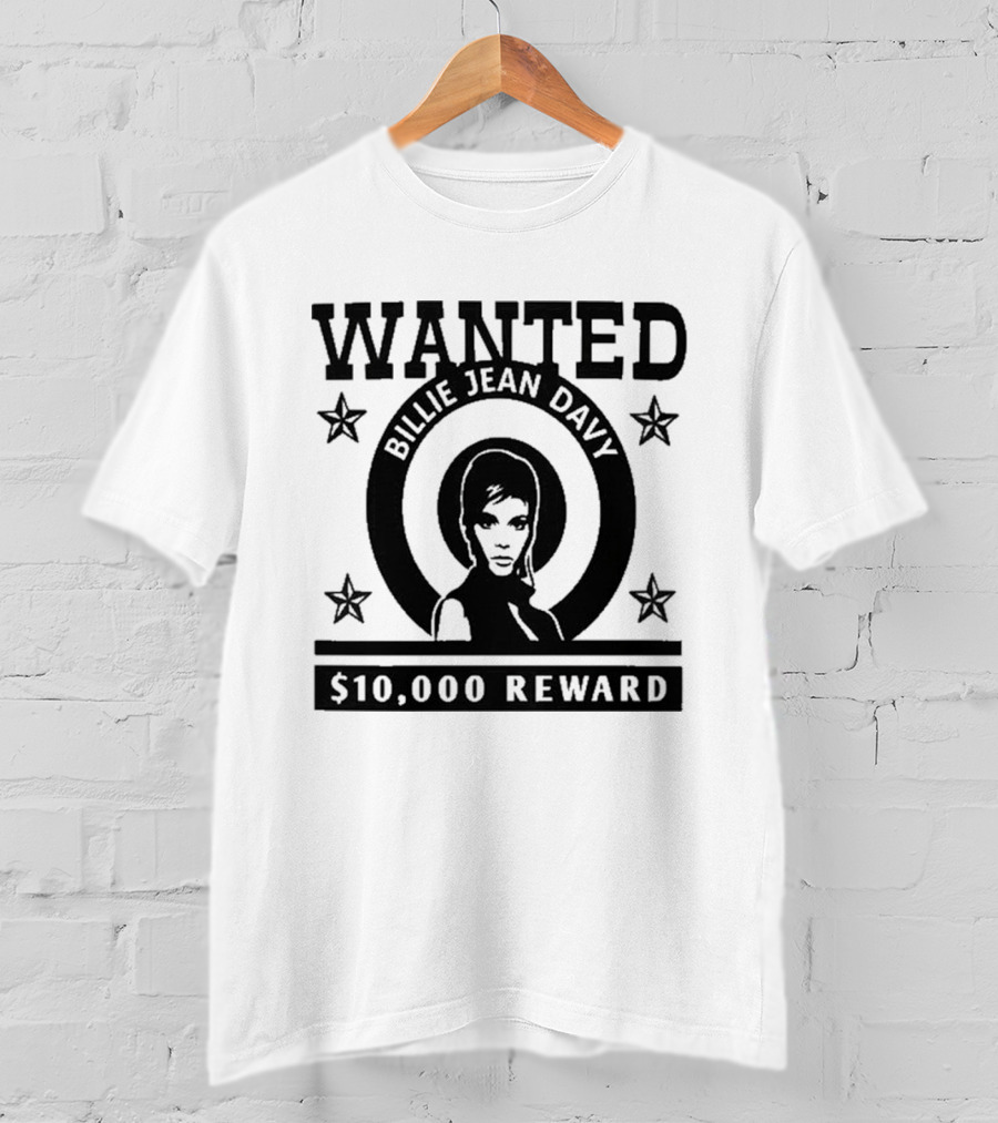 Wanted Billie Jean Davy 10000 Reward Stars Circle T-Shirt