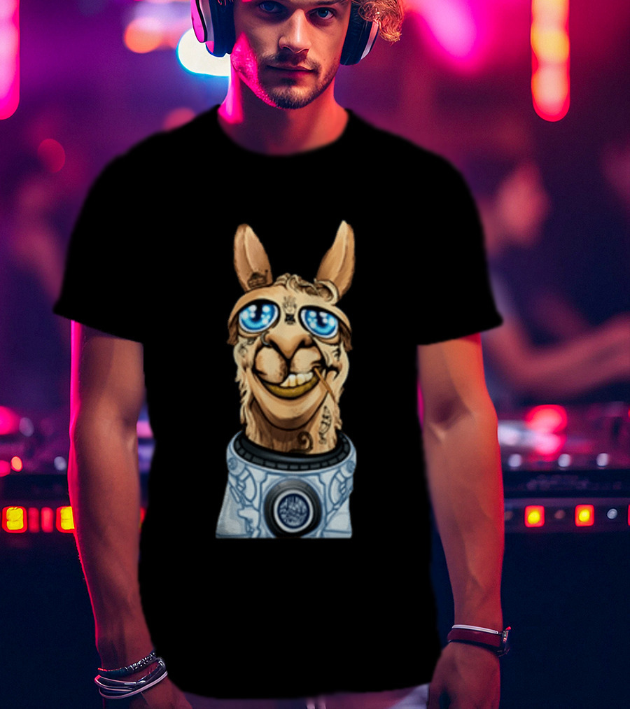 Astronaut Llama Space Adventure With Cosmic Glasses And Spacesuit T-Shirt