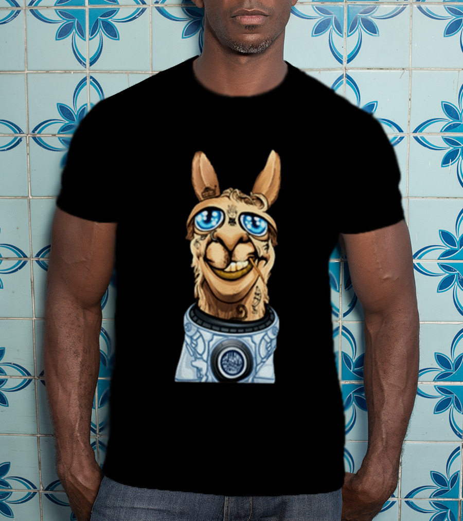 Astronaut Llama Space Adventure With Cosmic Glasses And Spacesuit T-Shirt