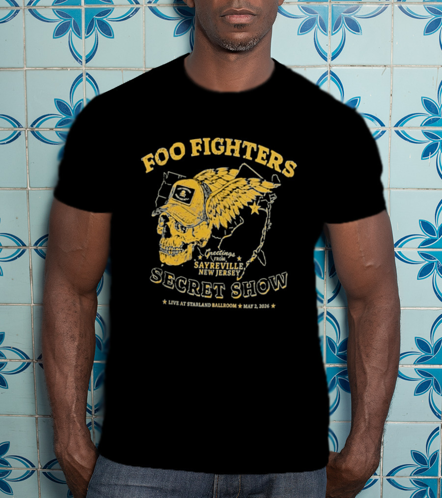 Foo Fighters Sayreville New Jersey 2026 Secret Show Winged Skull Starland Ballroom May 2 T-Shirt