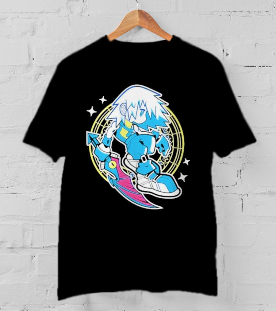 Riku Anime Cartoon Character With Sword And Stars In Pastel T-Shirt