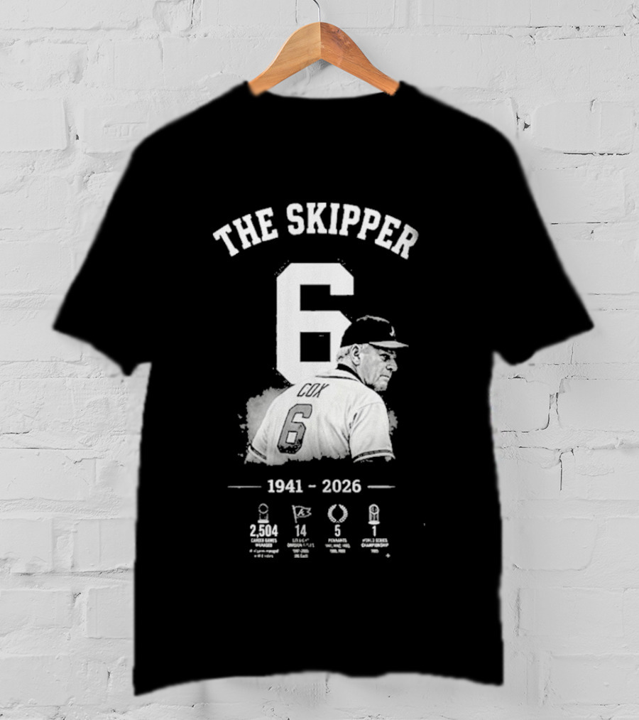 The Skipper 1941 2026 Number 6 Legendary Braves Manager T-Shirt