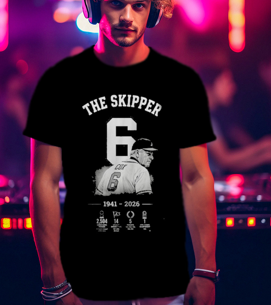 The Skipper 1941 2026 Number 6 Legendary Braves Manager T-Shirt