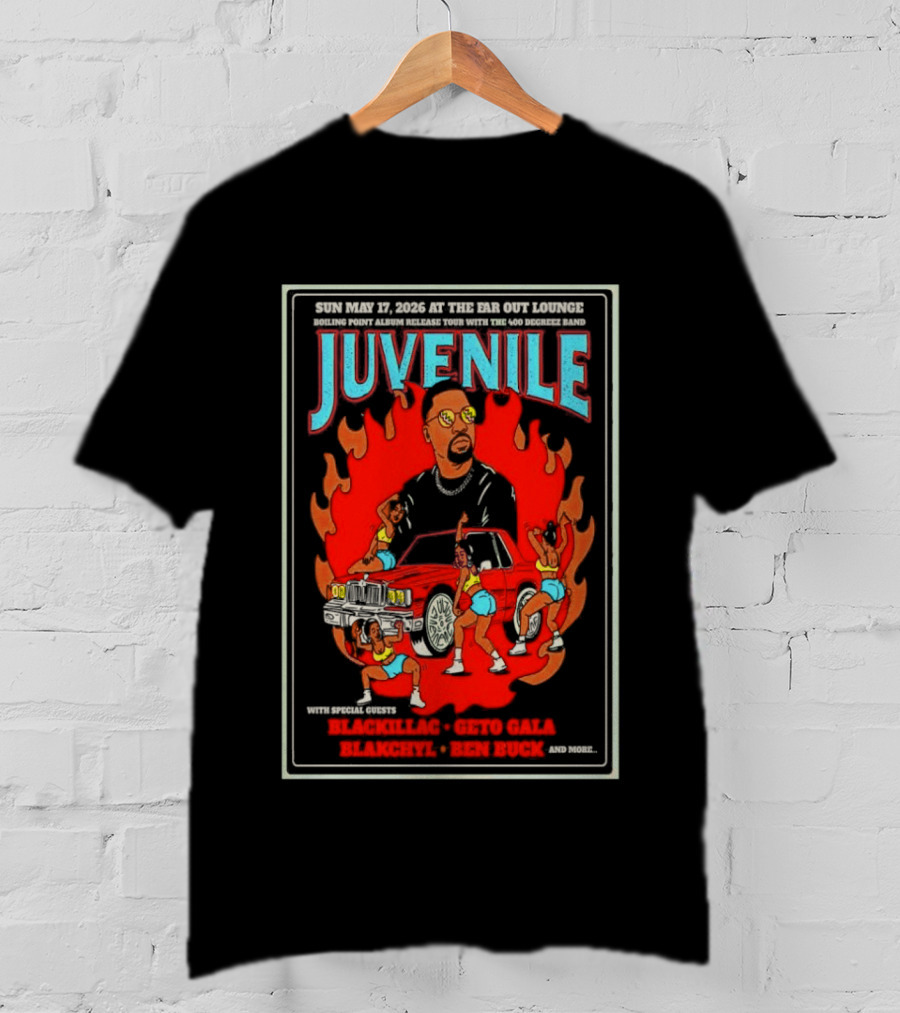 Juvenile Live Concert At The Far Out Lounge Austin TX May 17 2026 Featuring Truck Music And Dance T-Shirt