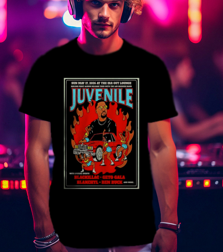 Juvenile Live Concert At The Far Out Lounge Austin TX May 17 2026 Featuring Truck Music And Dance T-Shirt