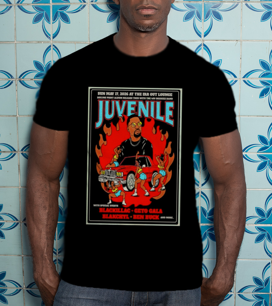 Juvenile Live Concert At The Far Out Lounge Austin TX May 17 2026 Featuring Truck Music And Dance T-Shirt
