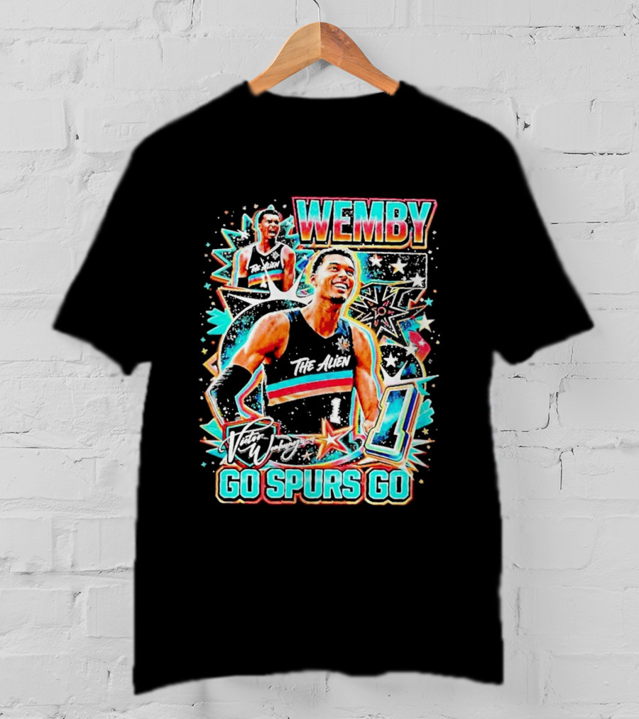 Wemby The Alien Go Spurs Go 90s Bootleg Retro Stars Number One T-Shirt
