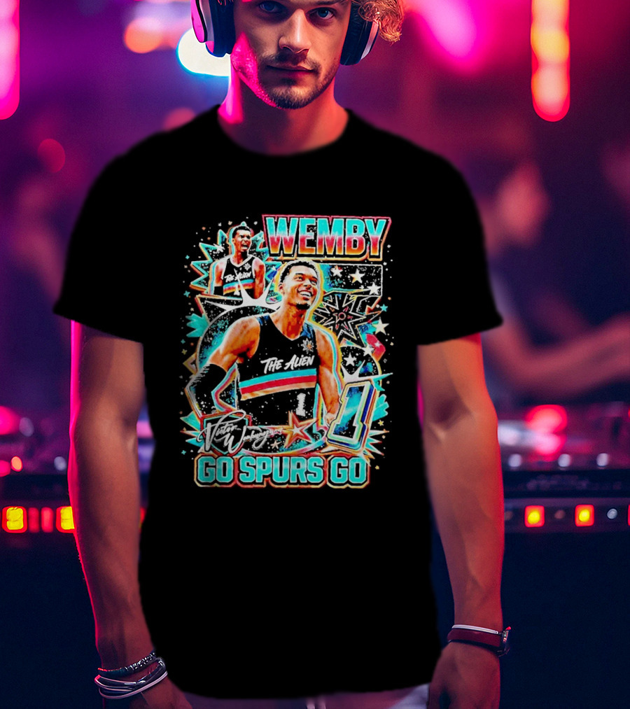 Wemby The Alien Go Spurs Go 90s Bootleg Retro Stars Number One T-Shirt