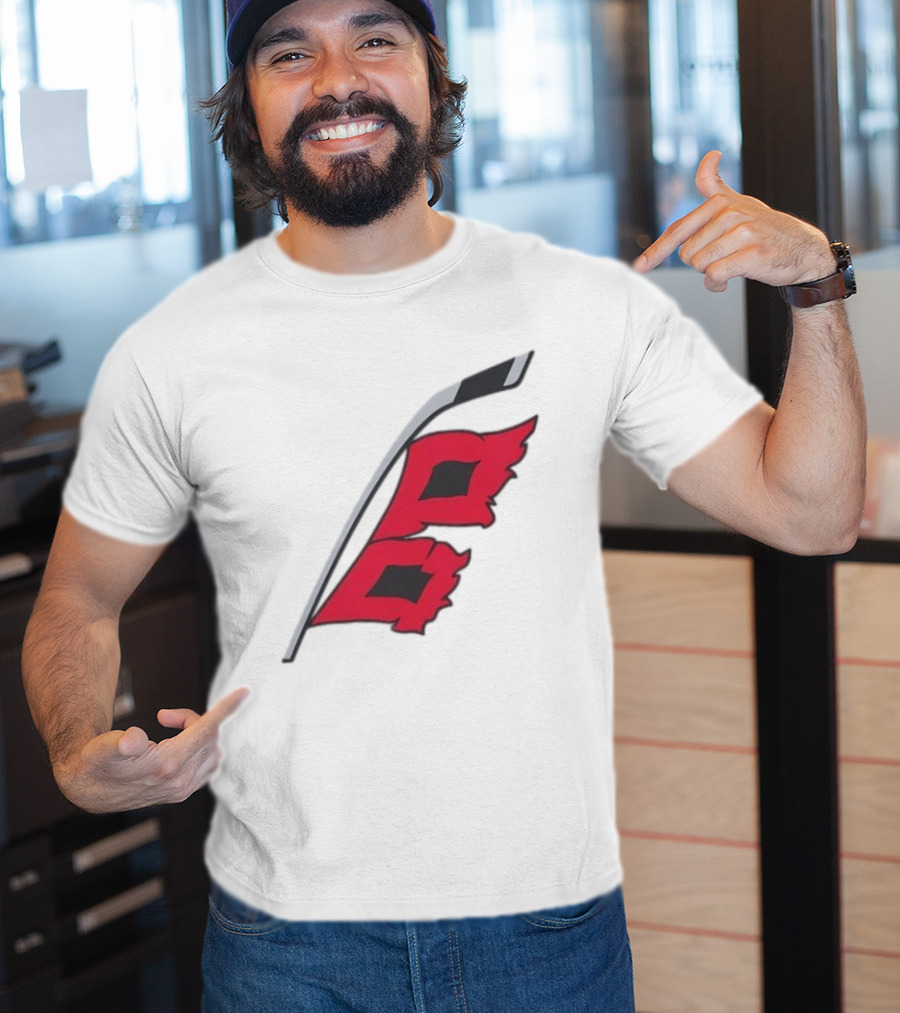 Carolina Hurricanes Red Storm Surge Hockey Stick Flag T-Shirt