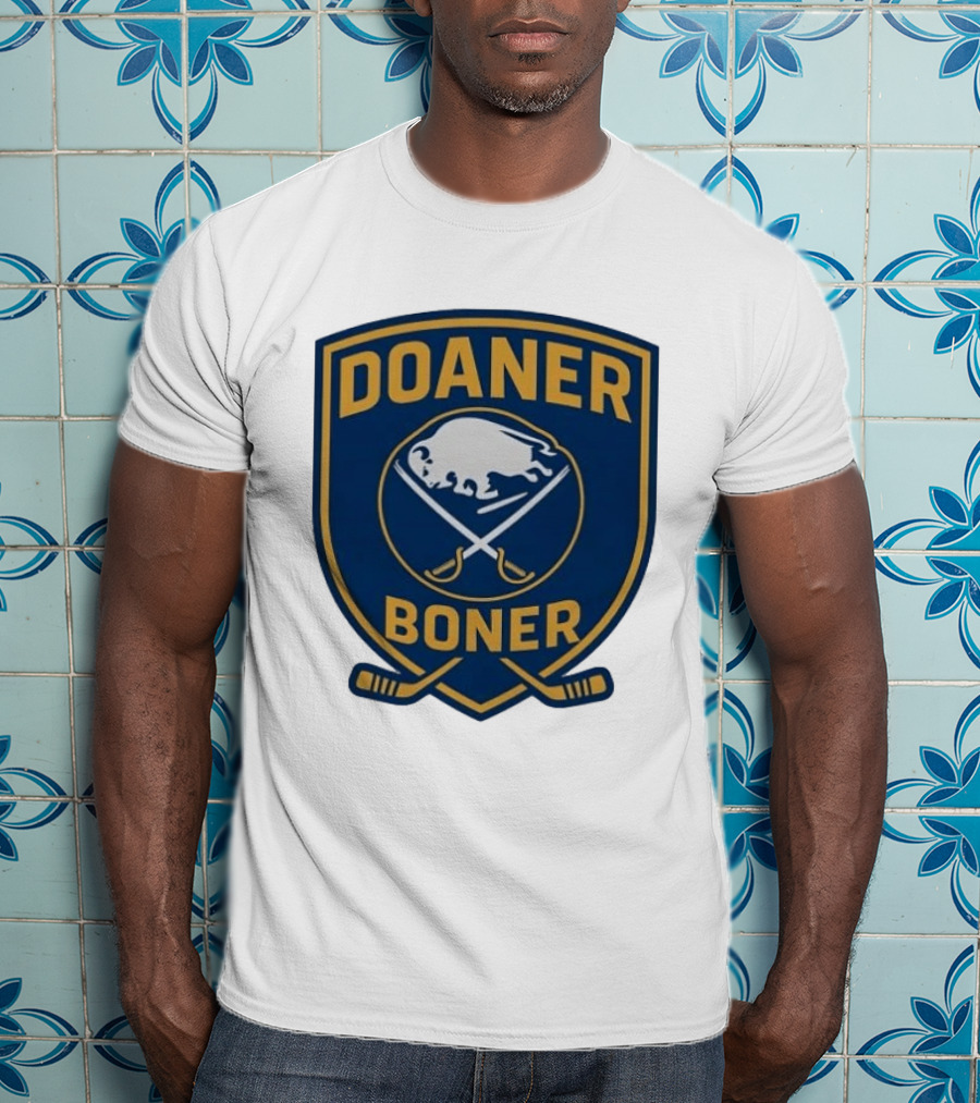 Buffalo Sabres Doaner Boner Logo With Crossed Hockey Sticks T-Shirt