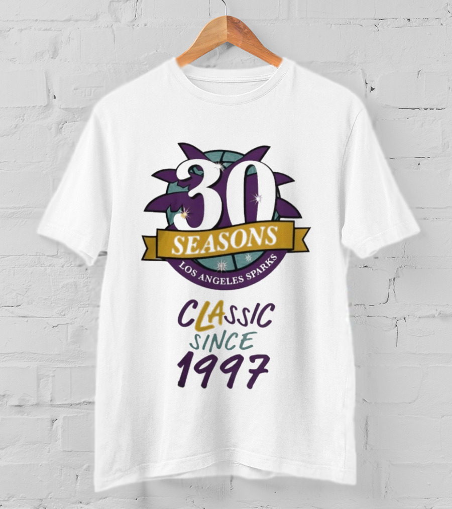 Los Angeles Sparks 30 Seasons Classic Since 1997 Celebration T-Shirt