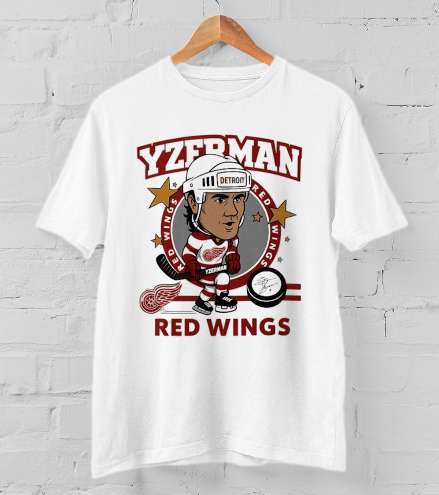 Yzerman Red Wings Caricature Hockey Player T-Shirt