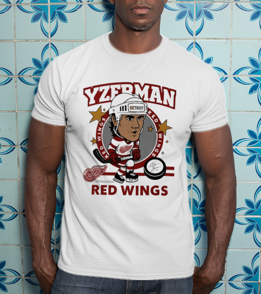 Yzerman Red Wings Caricature Hockey Player T-Shirt