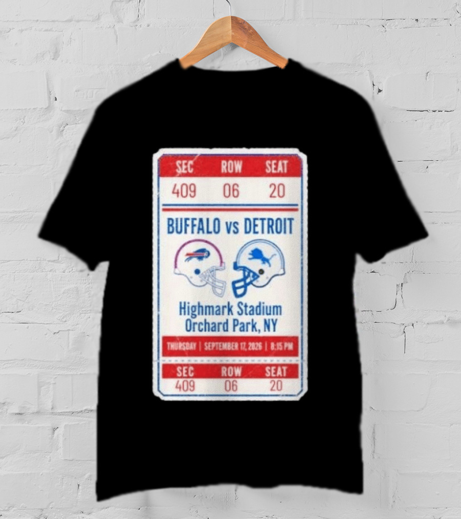 Buffalo Vs Detroit Highmark Stadium Orchard Park NY September 12 2026 Football Match Helmets T-Shirt