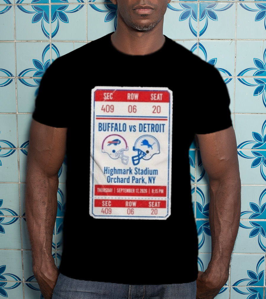 Buffalo Vs Detroit Highmark Stadium Orchard Park NY September 12 2026 Football Match Helmets T-Shirt