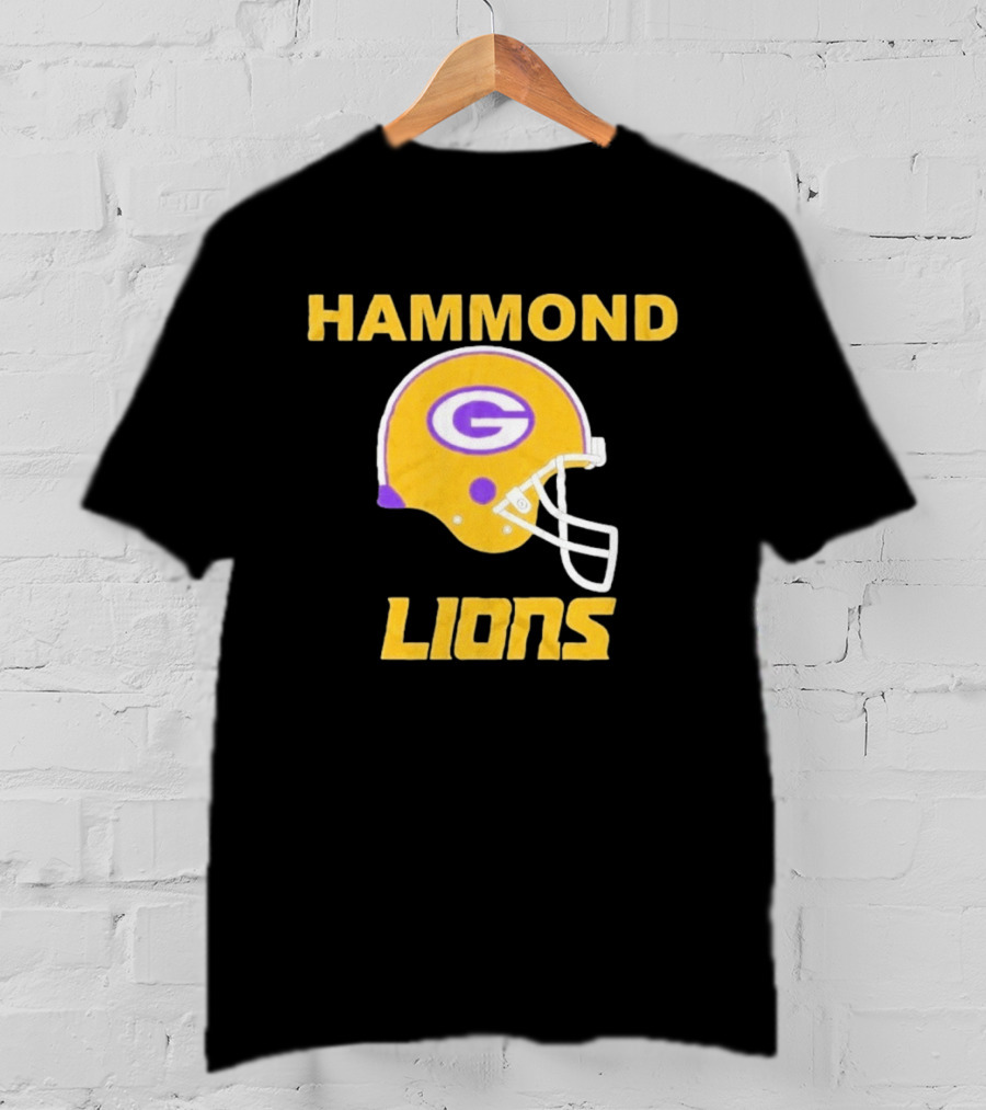 Hammond Lions Yellow Football Helmet Team Spirit T-Shirt