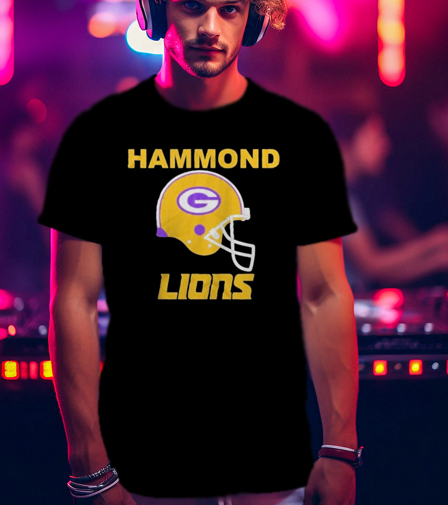 Hammond Lions Yellow Football Helmet Team Spirit T-Shirt