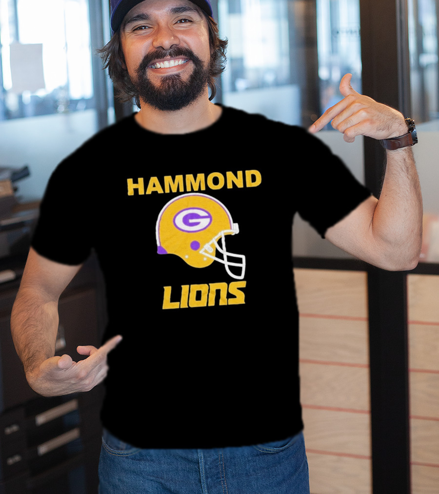 Hammond Lions Yellow Football Helmet Team Spirit T-Shirt