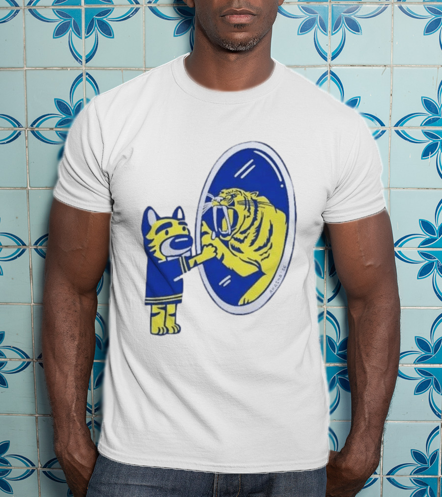 Buffalo Sabres Saber Tooth Tiger Mirror Reflection Comic T-Shirt