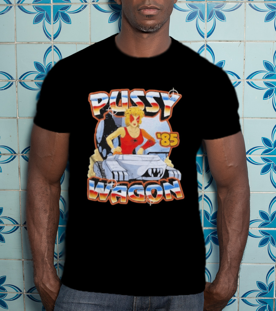 Pussy Wagon 85 Retro Car Girl Tank Cartoon T-Shirt