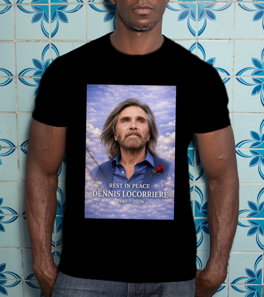 Rest In Peace Dennis Locorriere 1949 2026 Memorial Tribute With Rose And Clouds T-Shirt