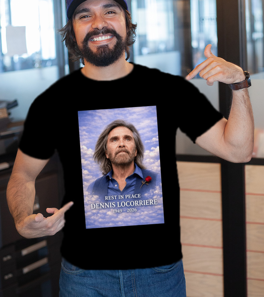 Rest In Peace Dennis Locorriere 1949 2026 Memorial Tribute With Rose And Clouds T-Shirt