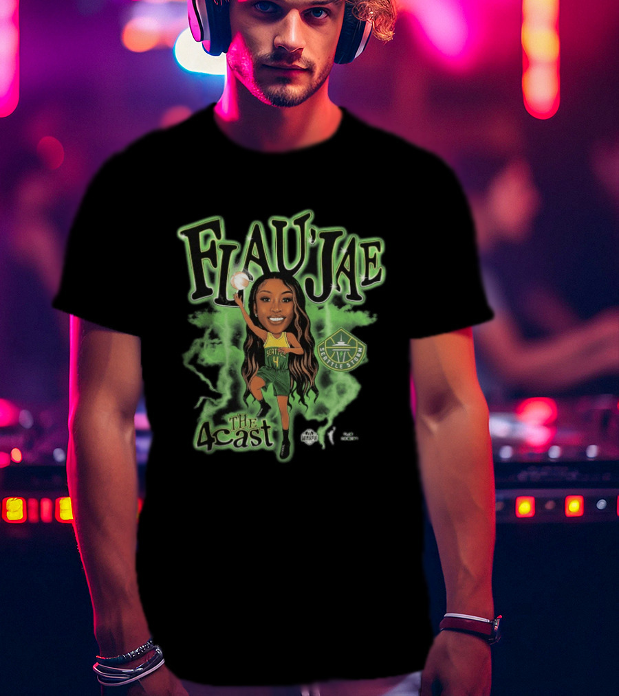 Seattle Storm Flau'jae Johnson The 4Cast Team Playa Society T-Shirt
