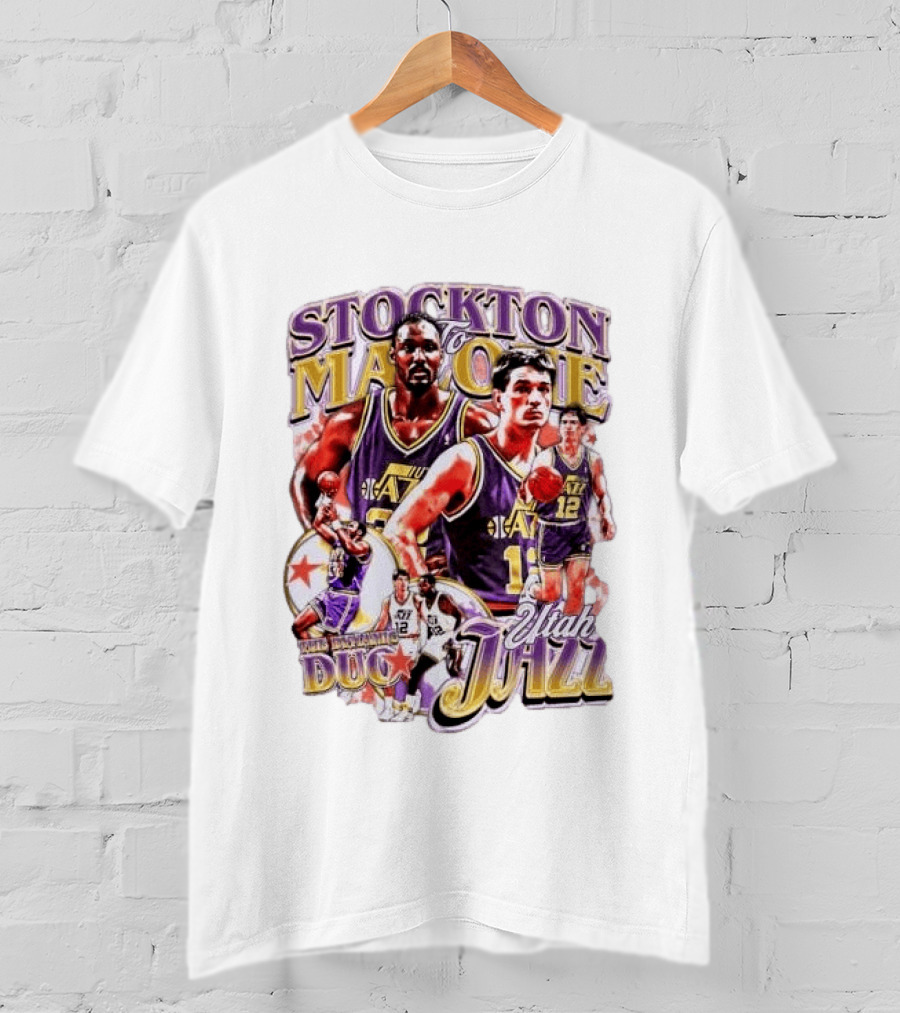 Stockton To Malone Utah Jazz Dynamic Duo Basketball Legends T-Shirt