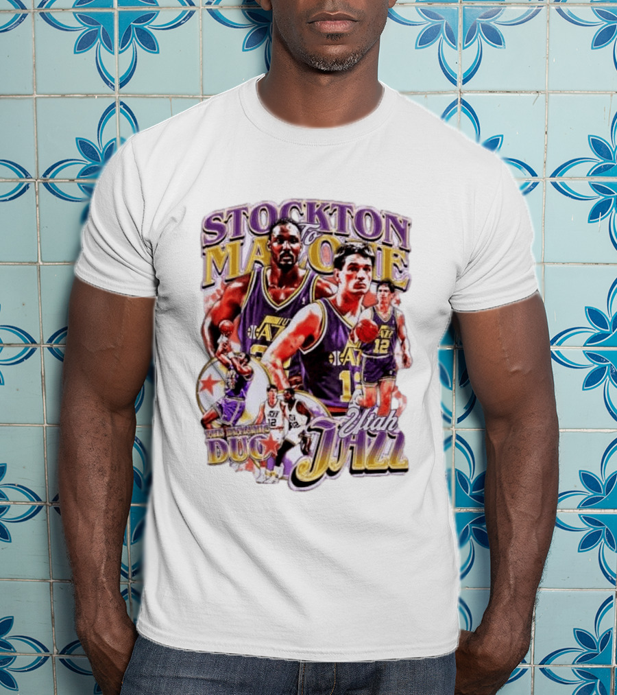 Stockton To Malone Utah Jazz Dynamic Duo Basketball Legends T-Shirt