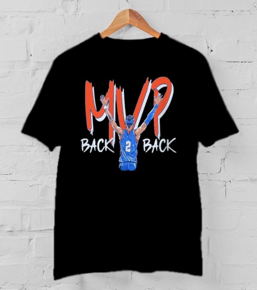 Shai Gilgeous Alexander SGA Back 2 Back MVP Basketball Star Number 2 T-Shirt