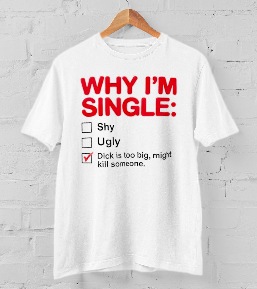 Why I'm Single Dick Is Too Big Might Kill Someone Comical Checklist T-Shirt