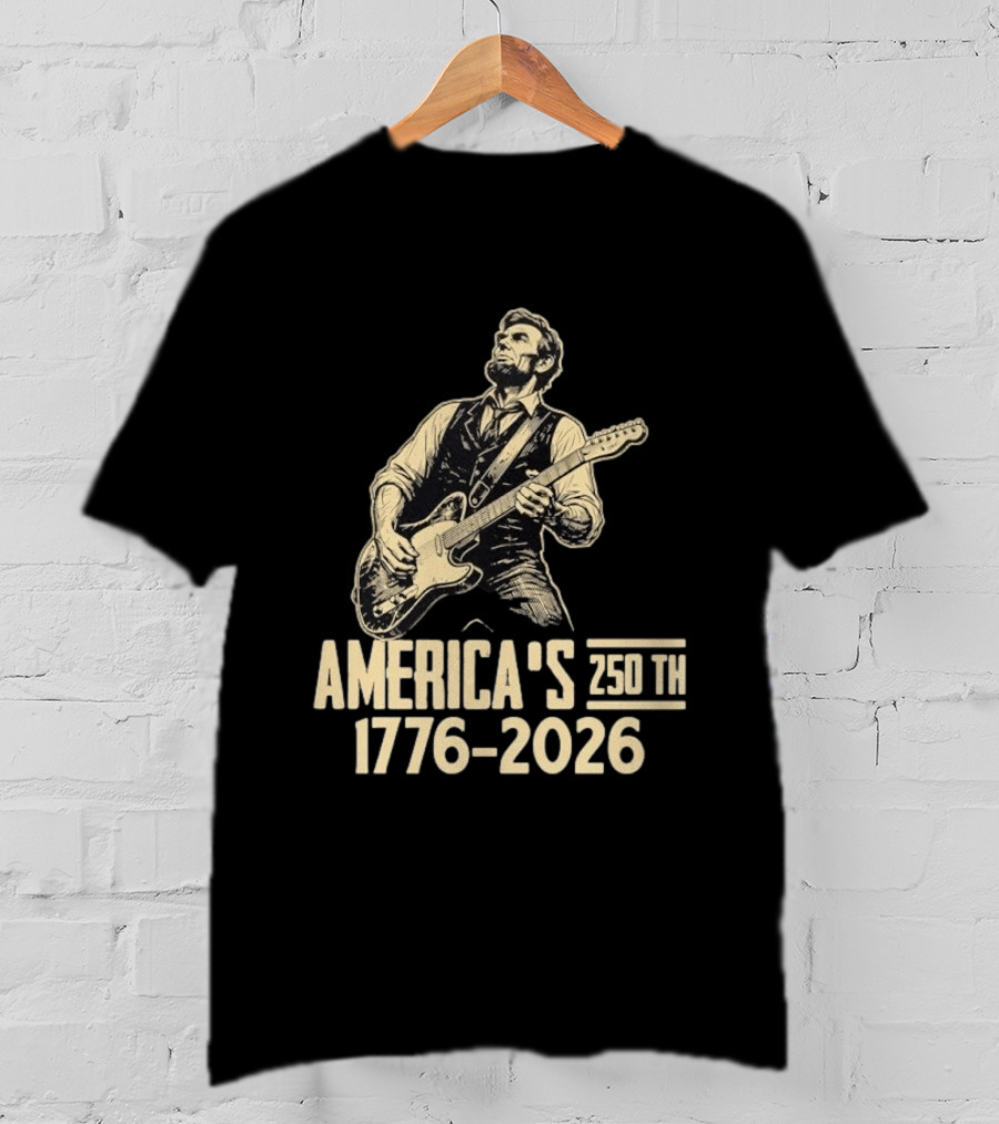 Abraham Lincoln Rocks Guitar America's 250th 1776 2026 T-Shirt